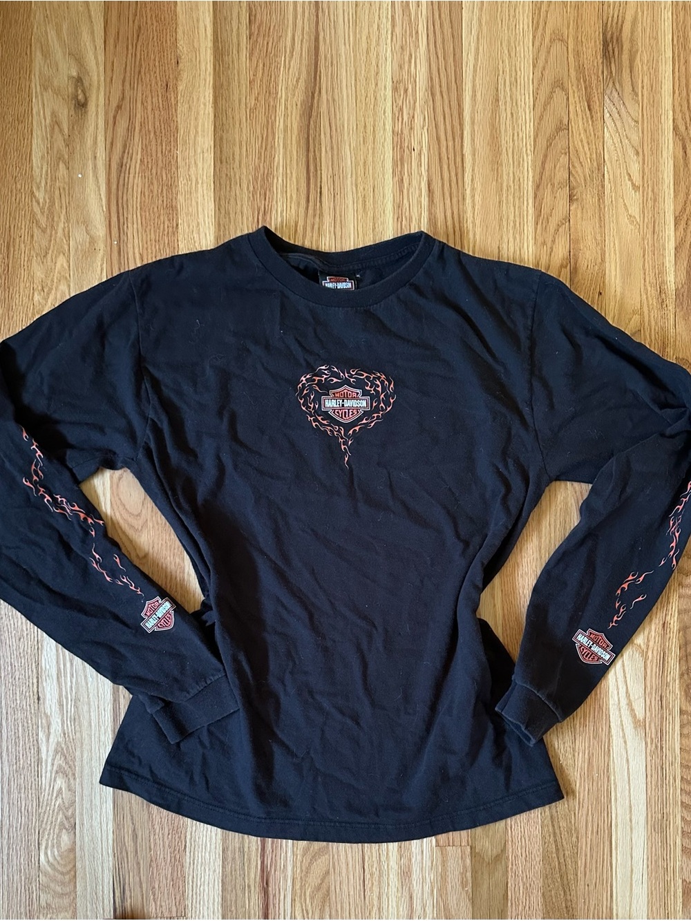 Harley-Davidson Black Long Sleeve Tee with Orange Flame Graphics